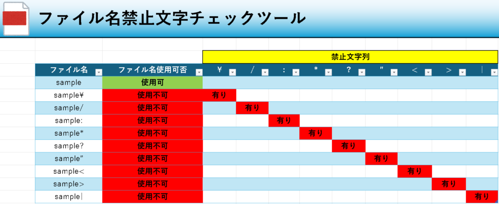 Excel-ファイル名禁止文字チェックツール無料配布！の説明画像